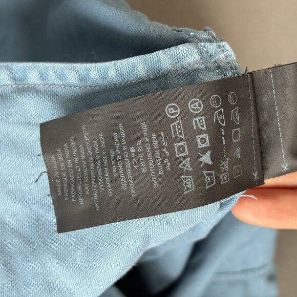 G-star Raw Denim Shirt Dress Relaxed Drawcord Pockets Small Boho Cottagecore Y2K - Picture 15 of 16